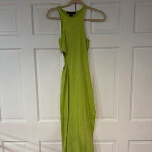 French Connections Ribbed Lime Maxi Dress - Size S